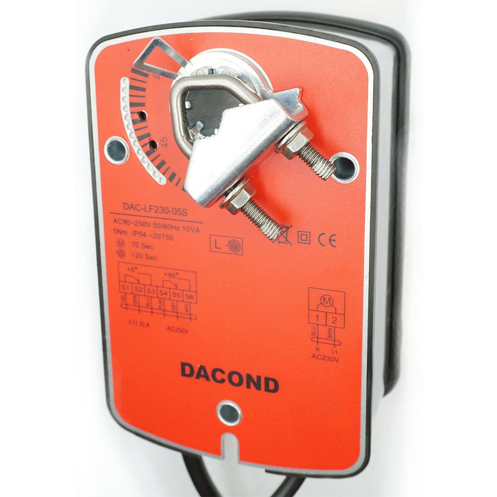 Электропривод DACOND DAC-LF24-05SM (5 Н·м, 24 В, 0–10 В, с возвратной пружиной)