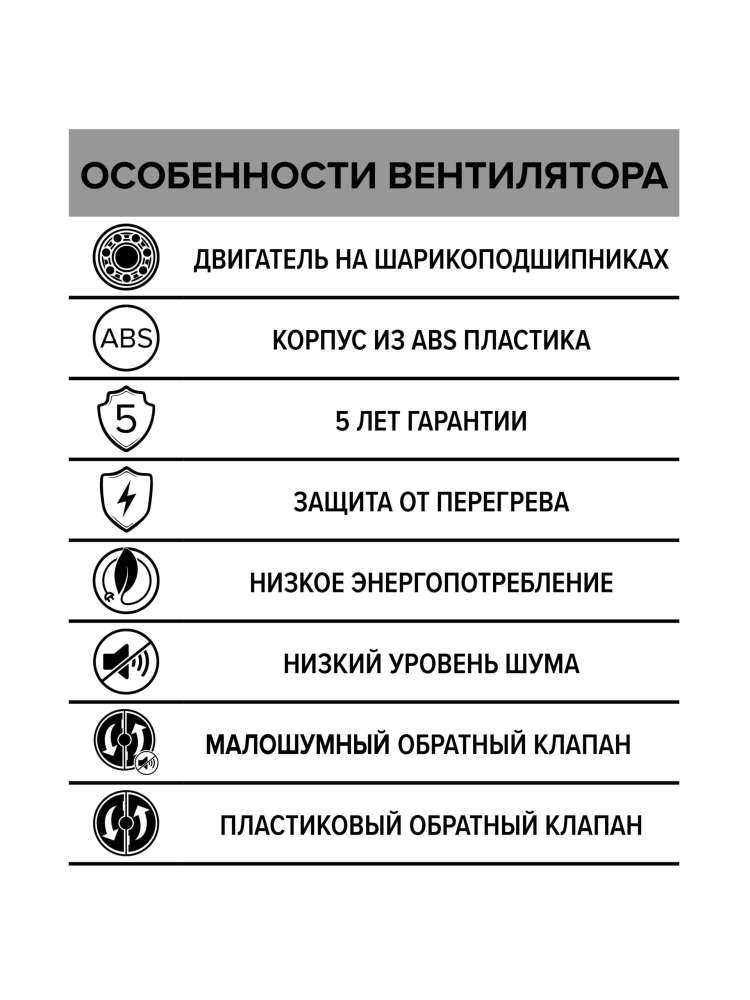 Вентилятор накладной BREEZE D125 обратный клапан DICITI