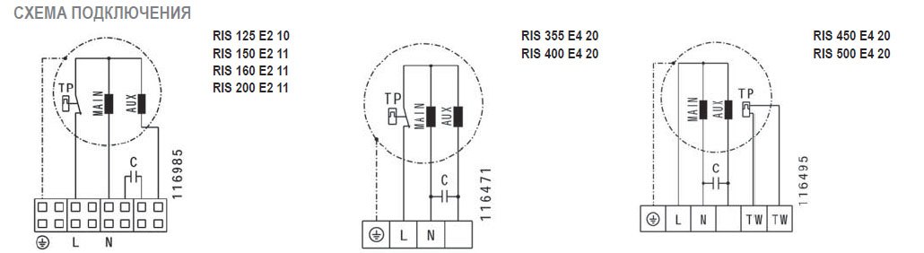 RIS-355 EC 20 вентилятор канальный — Схемы монтажа